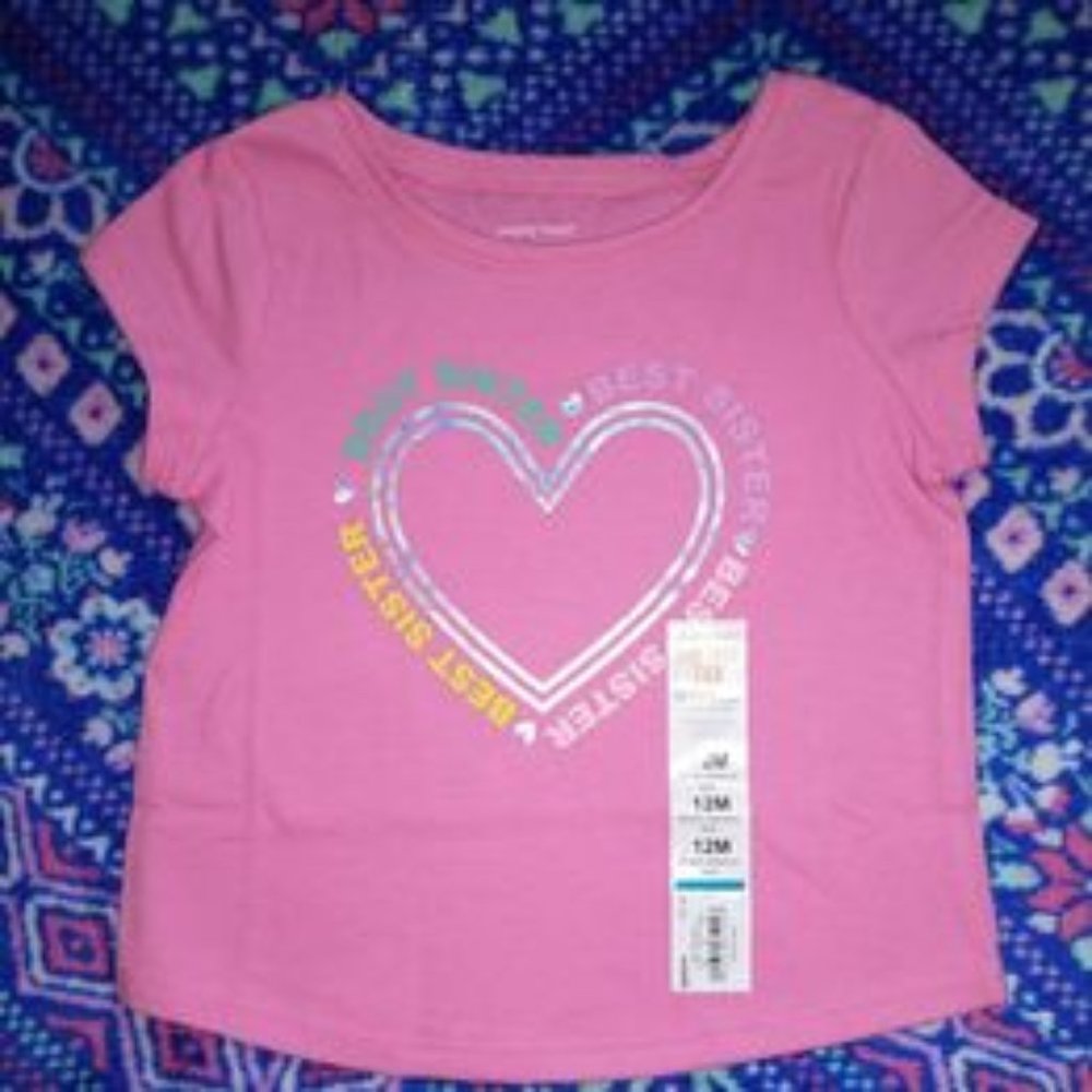 Jumping Beans baby girl graphic t shirt pink BEST SISTER 12 month k-217